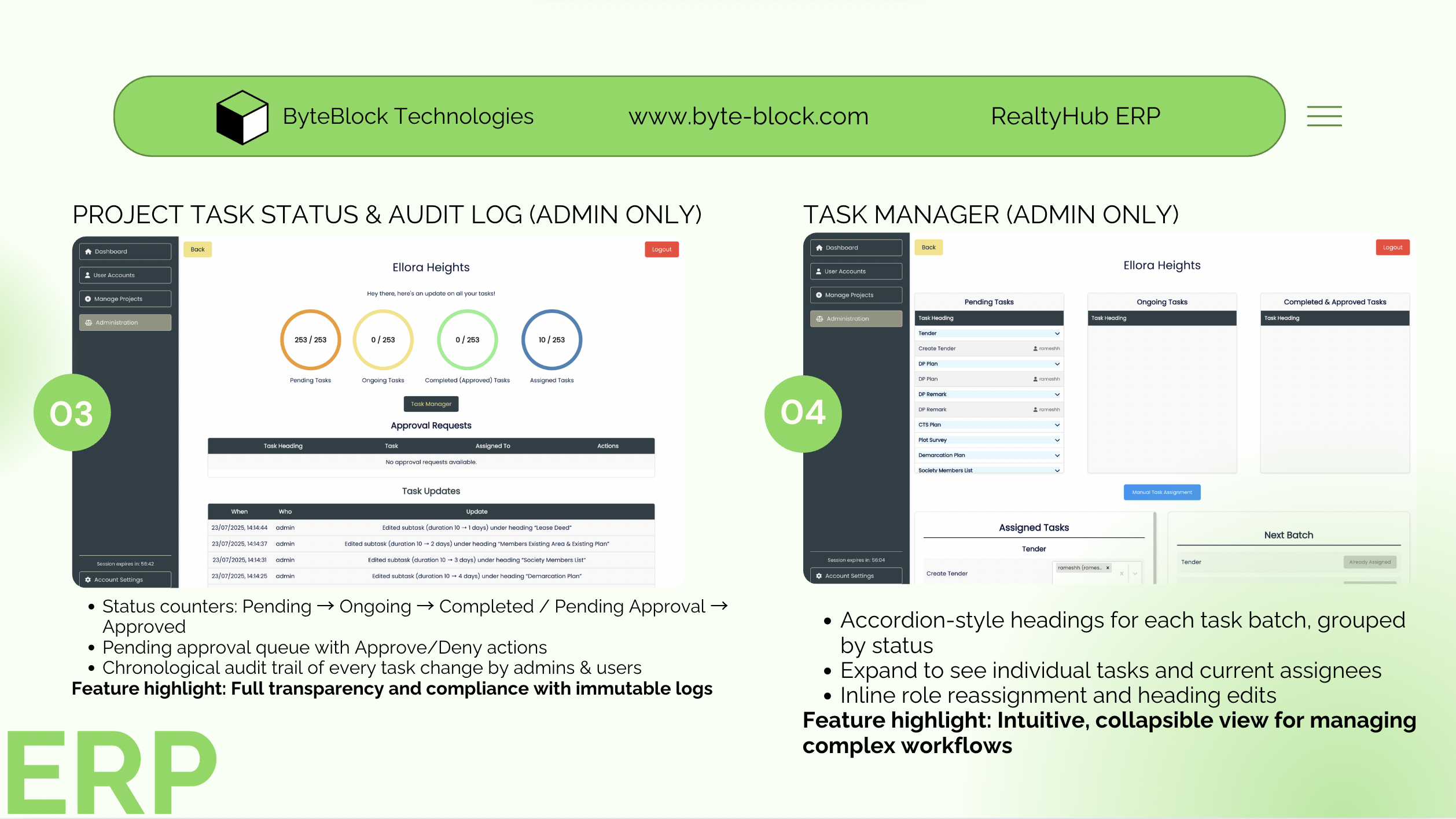 RealtyHub ERP workflow preview